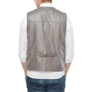 Joseph Men’s Grey Leather Taupe Vest Back Side