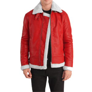 Francis B-3 Red Leather Bomber Jacket Front Side