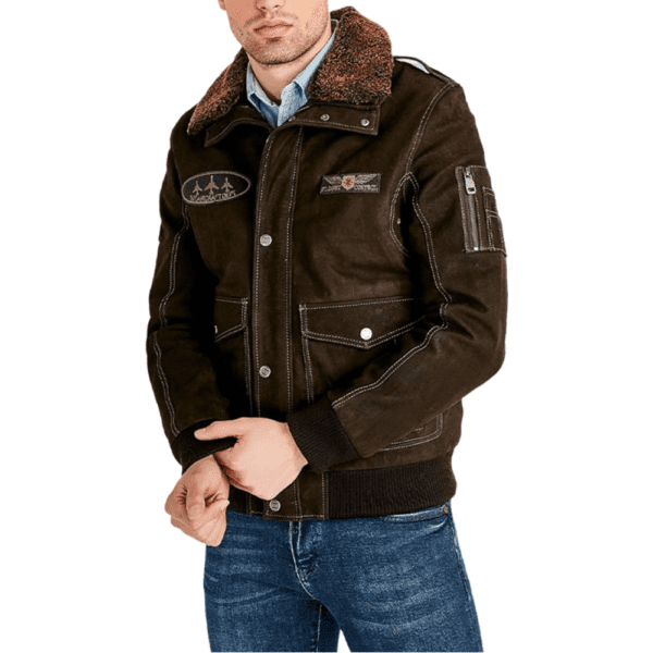 Sean O’Pry Men’s Brown Leather Air Force Jacket Right Side