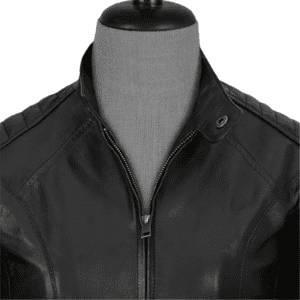 Modern Stretch Leather Jacket Colar Side