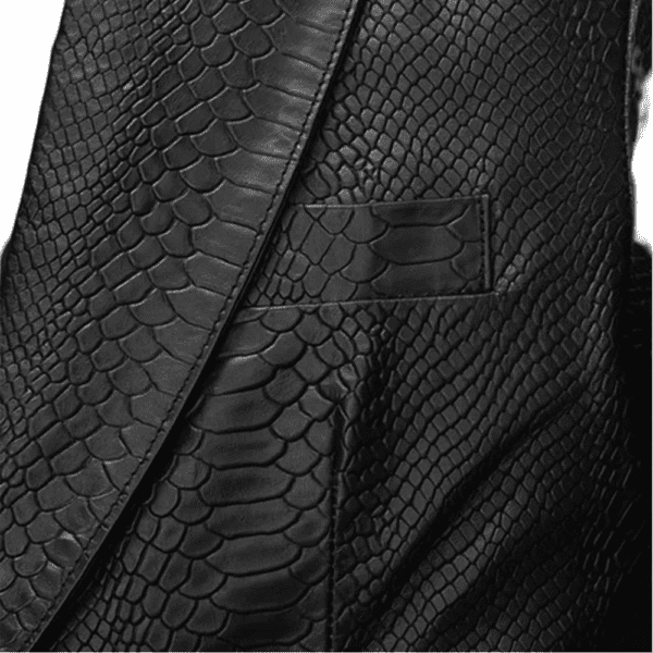 Black Python Catwalk Leather Blazer Pocket Side