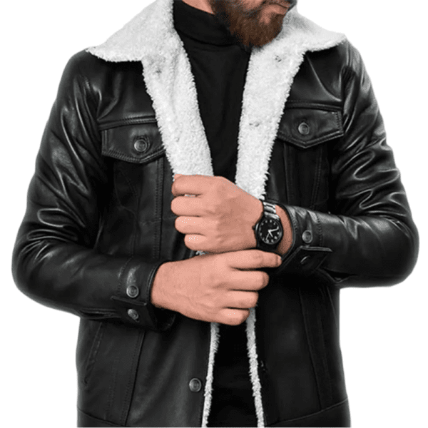 Leather Sherpa Jacket Front Side