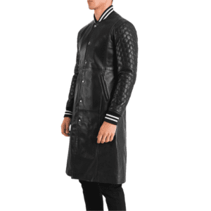 Wilde Black Leather Varsity Coat Right Side