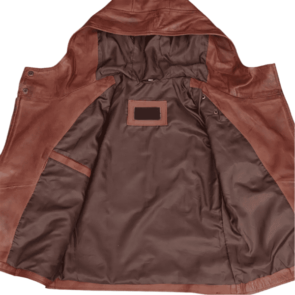 Womens Asymmetrical Motorcycle Leather Jacket with Hood Product Check Side