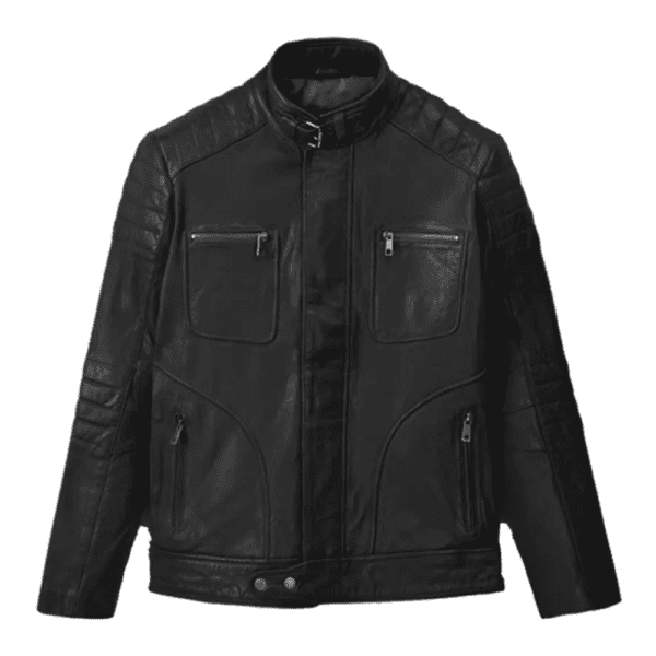 Firefly Moto Black Biker Leather Jacket Front Side