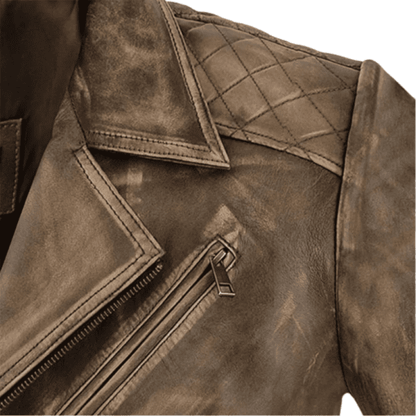 Roger Timber Leather Jacket Shoulder Side