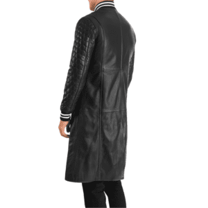 Wilde Black Leather Varsity Coat Back Side