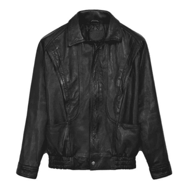 Vintage Bomber Leather Jacket Front Side