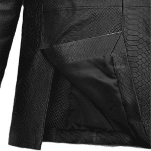 Black Python Catwalk Leather Blazer Quality Side