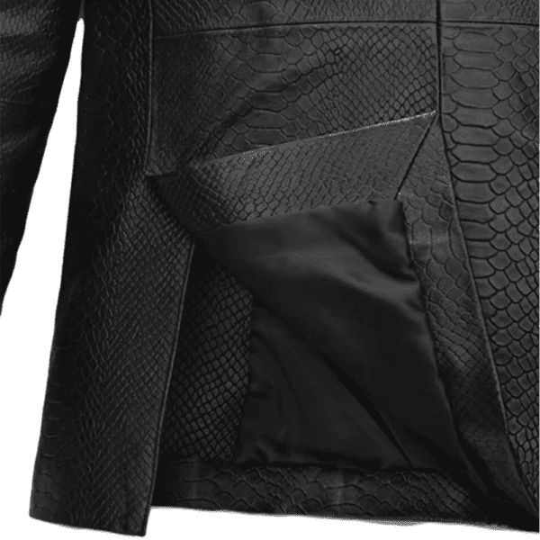 Black Python Catwalk Leather Blazer Quality Side