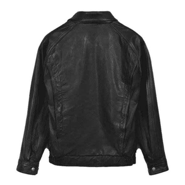 Vintage Bomber Leather Jacket Back Side