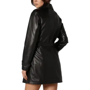 Milano Women’s 100% Real Black Leather Coat Back Shoulder Side