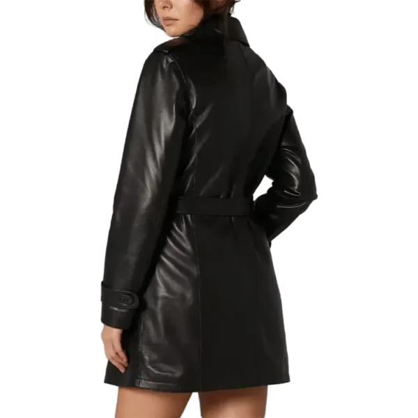 Milano Women’s 100% Real Black Leather Coat Back Shoulder Side