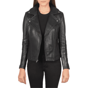 Flashback Black Leather Biker Jacketa Front Side