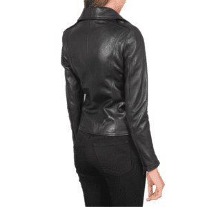 Flashback Black Leather Biker Jacket back Side