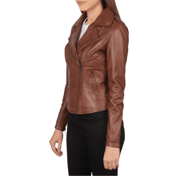 Flashback Brown Leather Biker Jacket Right Side