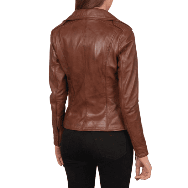 Flashback Brown Leather Biker Jacket Back Side