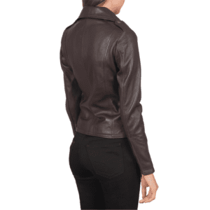 Flashback Maroon Leather Biker Jacket Back Side