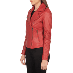 Flashback Red Leather Biker Jacket Right Side