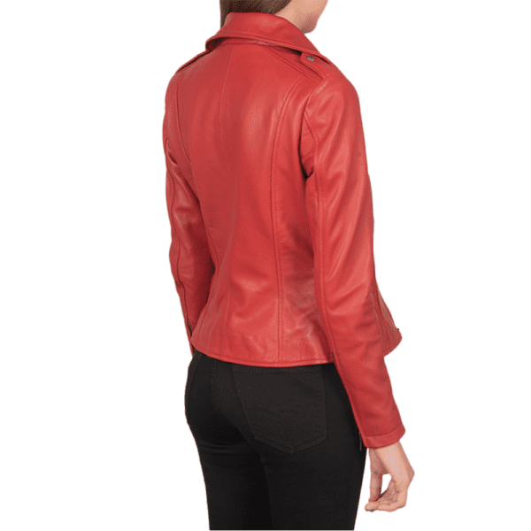 Flashback Red Leather Biker Jacket Back Side