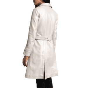 Moonlight Silver Leather Trench Coat Back Side