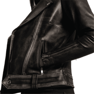 Rumy Distressed Brown Leather Biker Jacket Right Side