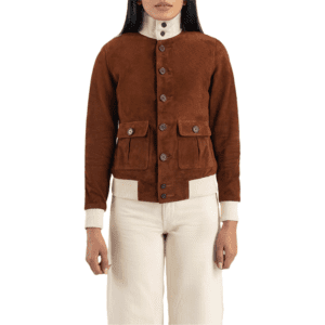 Sasha A1 Brown Suede Bomber Jacket Front Side