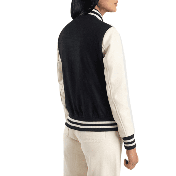 Savant Black & White Hybrid Varsity Jacket Back Side