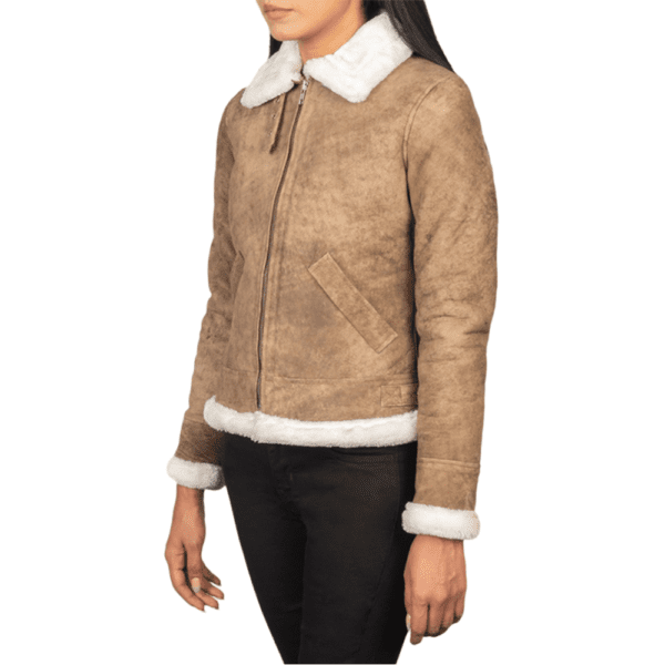 Sherilyn B-3 Distressed Brown Leather Bomber Jacket Right Side