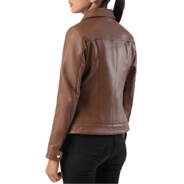 Vixen Brown Classic Collar Leather Jacket Back Side