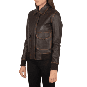 Westa A-2 Brown Leather Bomber Jacket Right Side