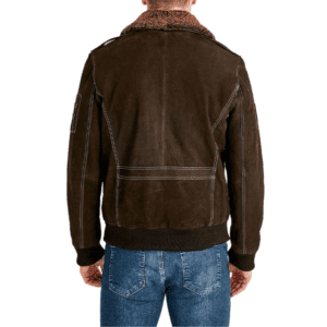 Sean O’Pry Men’s Brown Leather Air Force Jacket Back Side