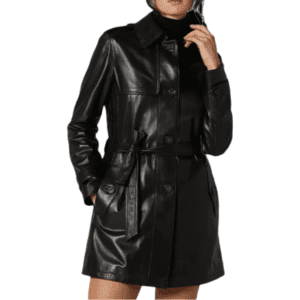 Milano Women’s 100% Real Black Leather Coat Front Side